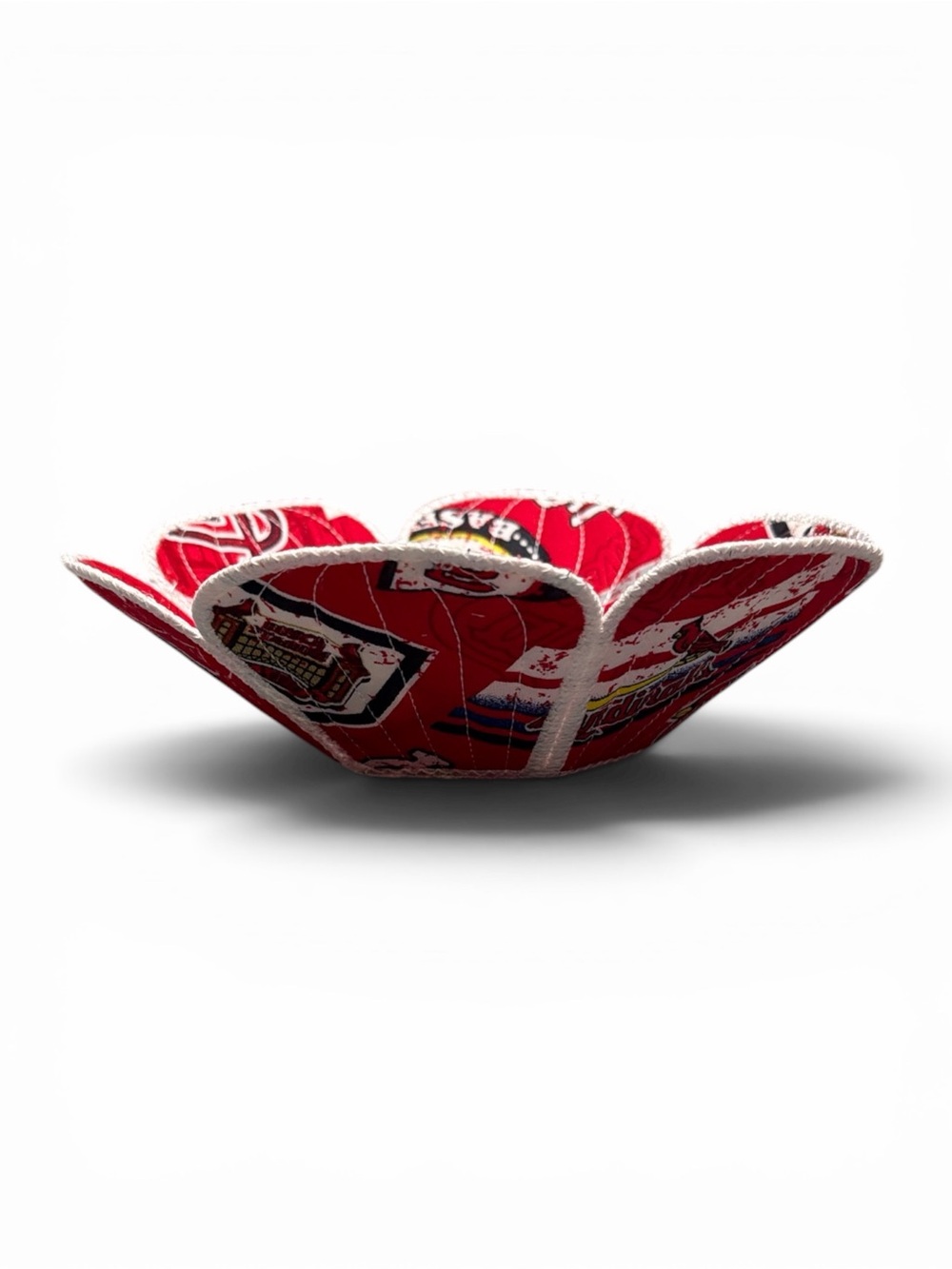Hand Crafted Basket Center Piece Bowl Quilted 8” x 3” St. Louis Cardinals Fabric - Picture 3 of 10